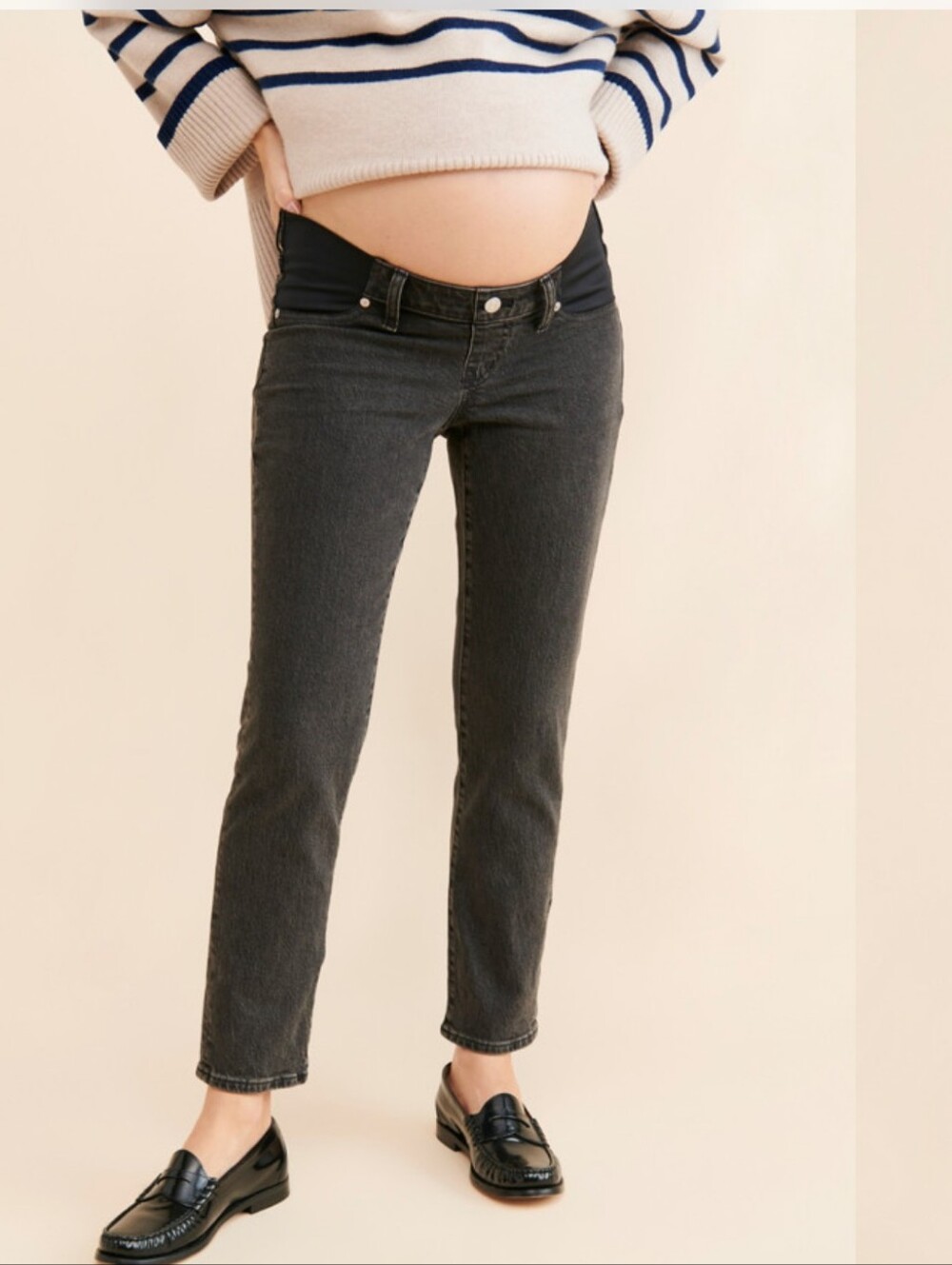 Madewell Maternity Side-Panel Perfect Vintage Jeans Lunar Charcoal Gray
